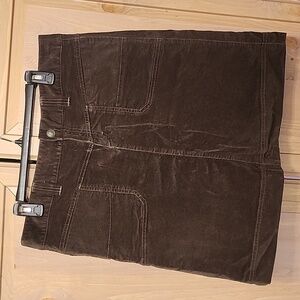 Athleta Olive Green Washed Velvet Skirt Sz 12